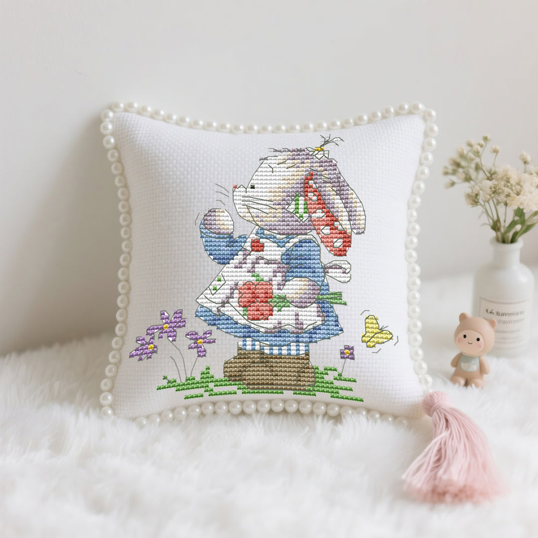 Little Bunny in a Skirt Cross Stitch Needle Pocket