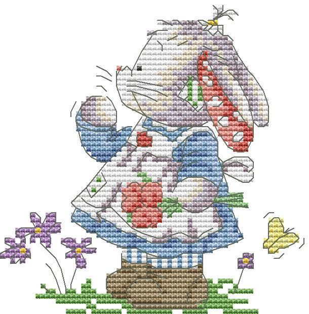 Little Bunny in a Skirt Cross Stitch Needle Pocket