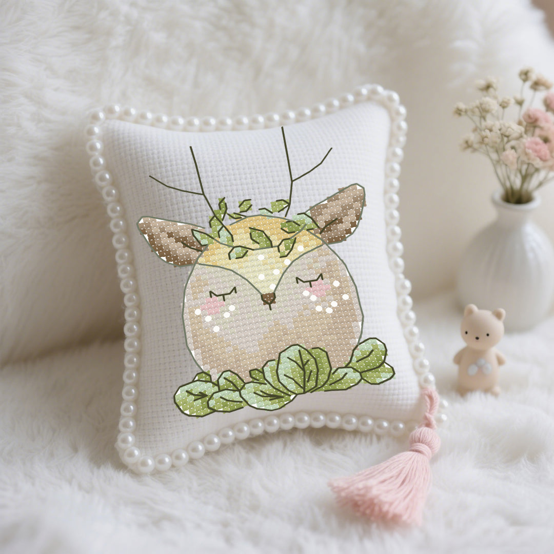 Easter Deer Eggs Cross Stitch Needle Pocket