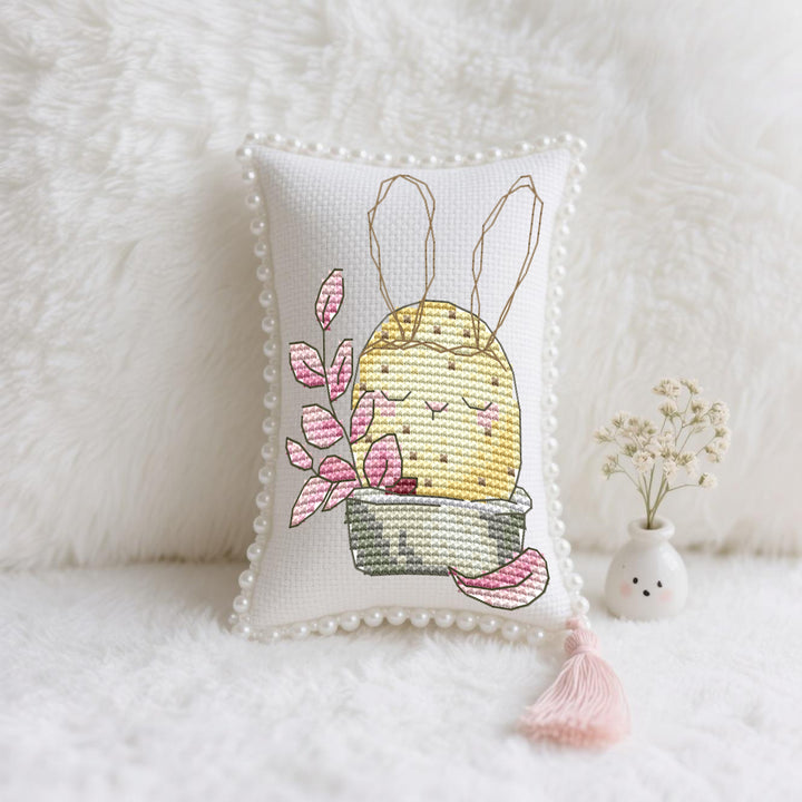 Easter Bunny Eggs Cross Stitch Needle Pocket