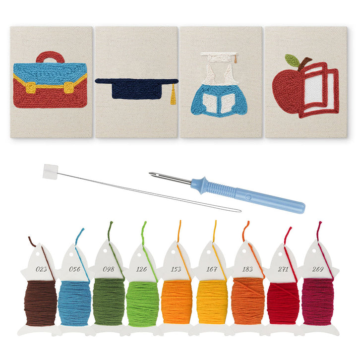 Grad Cap and Book Mini Punch Needle Kit (4pcs)