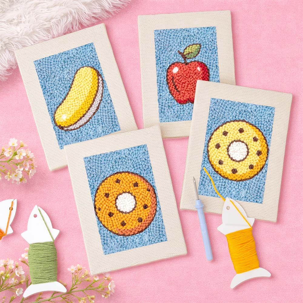Fruit and Donut Mini Punch Needle Kit (4pcs)