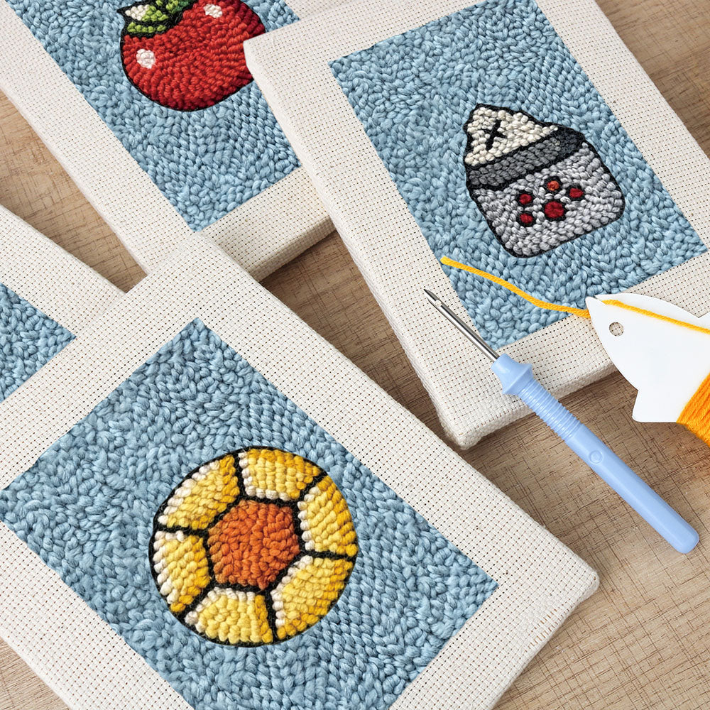 Apple and Beverage Mini Punch Needle Kit (4pcs)