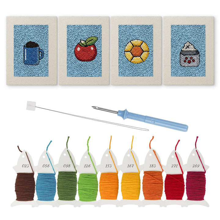 Apple and Beverage Mini Punch Needle Kit (4pcs)