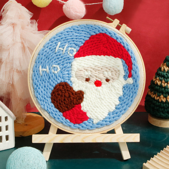 Greeting Santa Claus Punch Needle Embroidery Kits