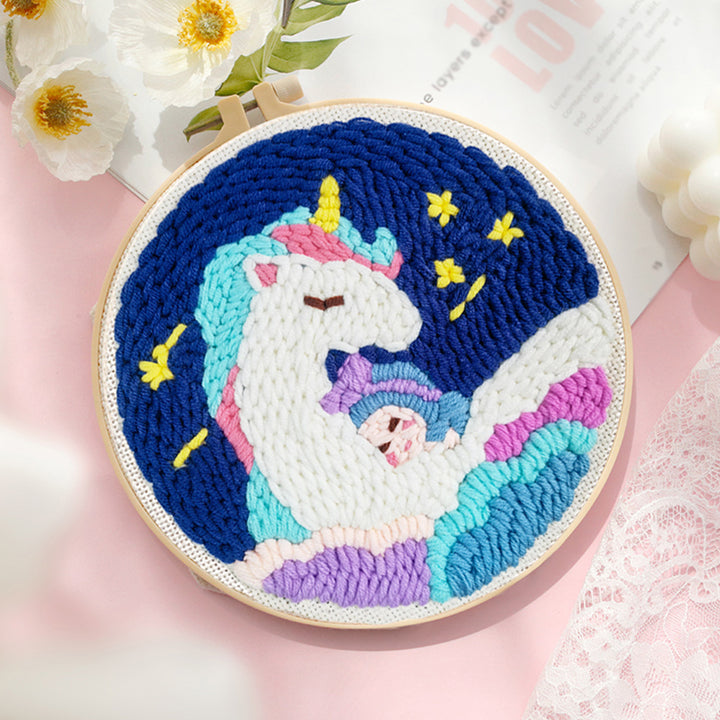 Unicorn and Girl Punch Needle Embroidery Kits