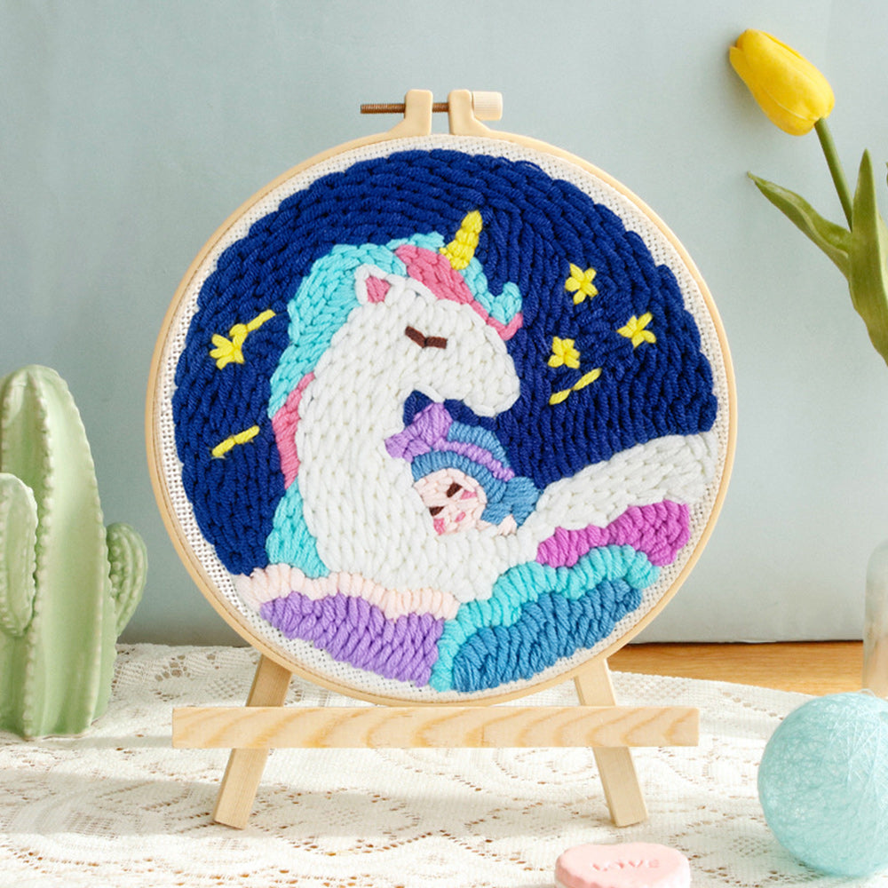 Unicorn and Girl Punch Needle Embroidery Kits