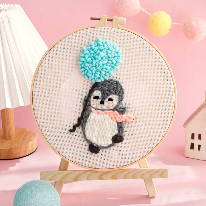 Balloons and Little Penguins Punch Needle Embroidery Kits