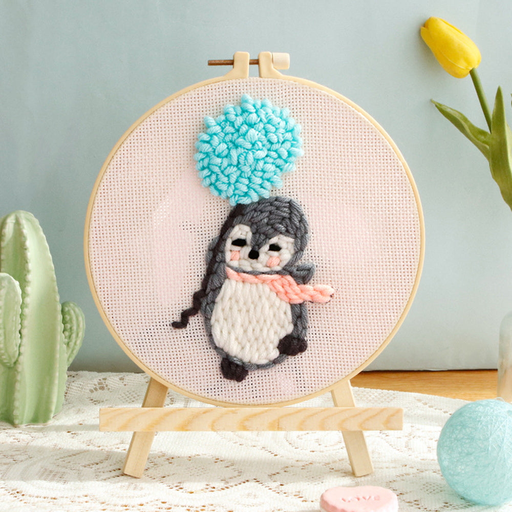 Balloons and Little Penguins Punch Needle Embroidery Kits