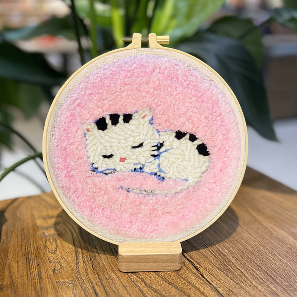 Sleeping Kitten Punch Needle Embroidery Kits