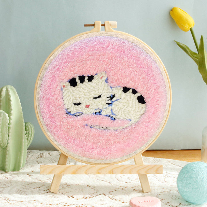 Sleeping Kitten Punch Needle Embroidery Kits