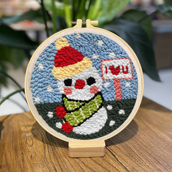 Snowman's Love Punch Needle Embroidery Kits