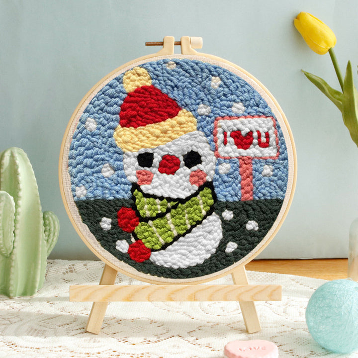Snowman's Love Punch Needle Embroidery Kits