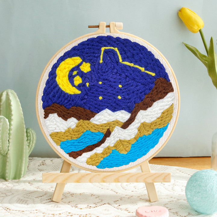Mountains Night Sky Punch Needle Embroidery Kits
