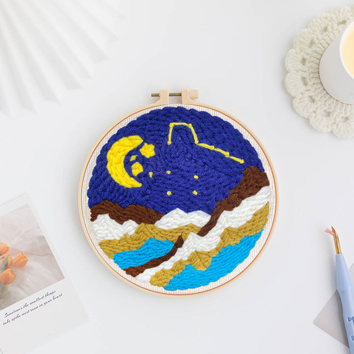 Mountains Night Sky Punch Needle Embroidery Kits