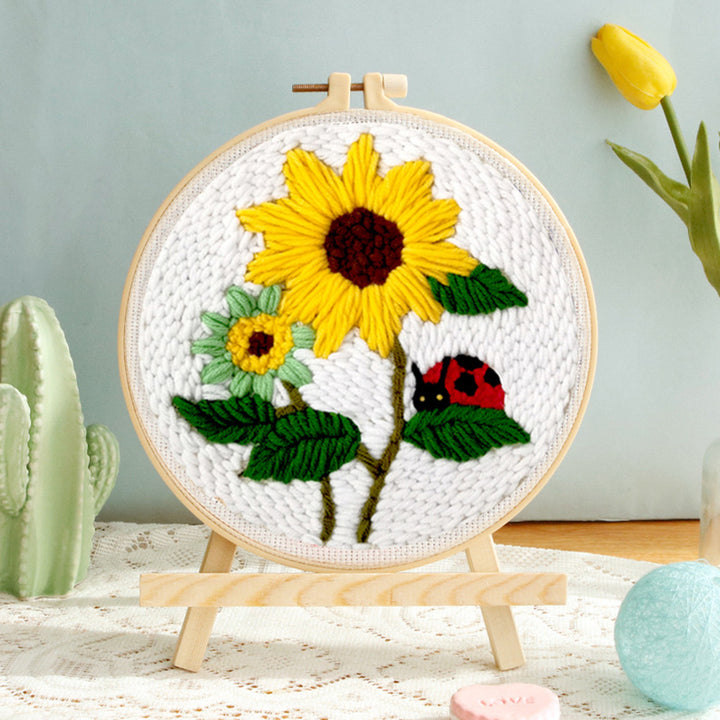 Sunflower Ladybug Punch Needle Embroidery Kits
