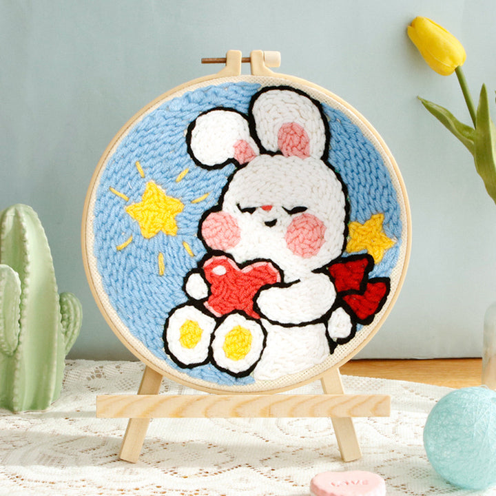 Bunny Holding Heart Punch Needle Embroidery Kits