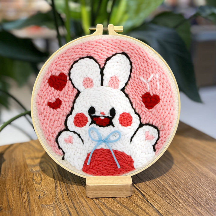 Pink Bunny Punch Needle Embroidery Kits