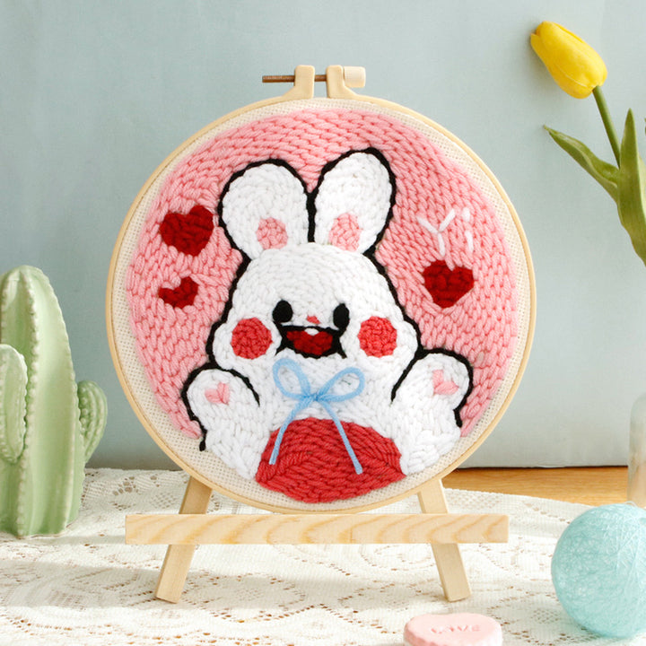 Pink Bunny Punch Needle Embroidery Kits
