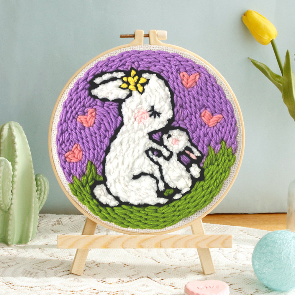 Rabbit's Motherly Love Punch Needle Embroidery Kits