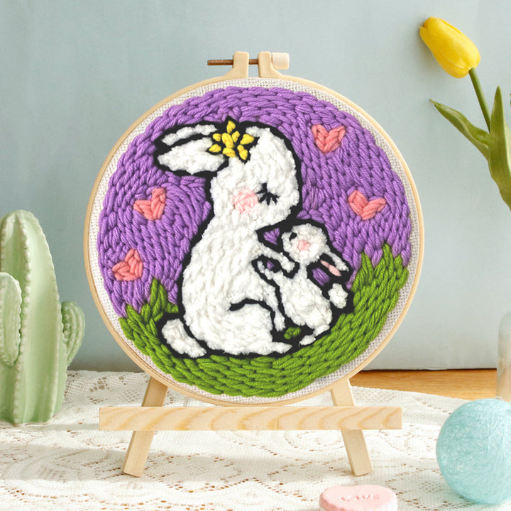 Rabbit's Motherly Love Punch Needle Embroidery Kits