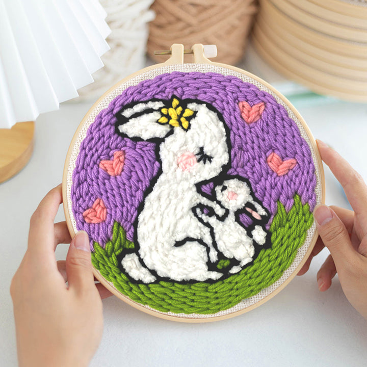 Rabbit's Motherly Love Punch Needle Embroidery Kits