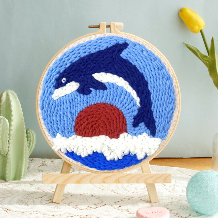Jumping Whale Punch Needle Embroidery Kits