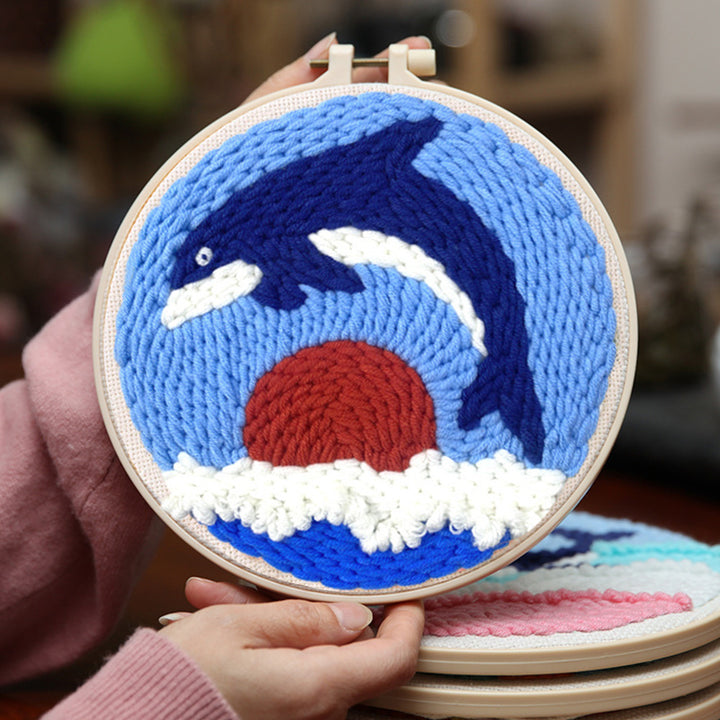 Jumping Whale Punch Needle Embroidery Kits