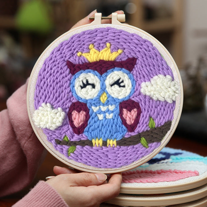 Owl King Punch Needle Embroidery Kits