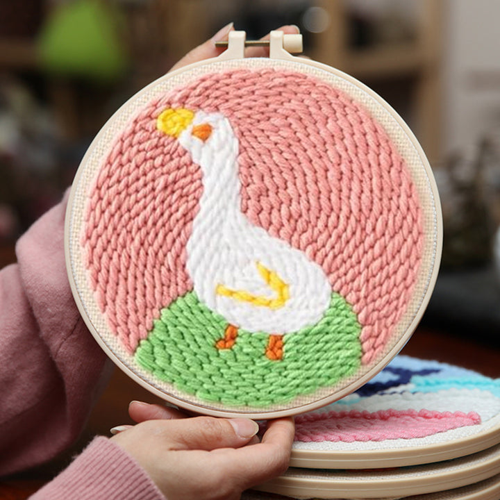 White Duck Punch Needle Embroidery Kits