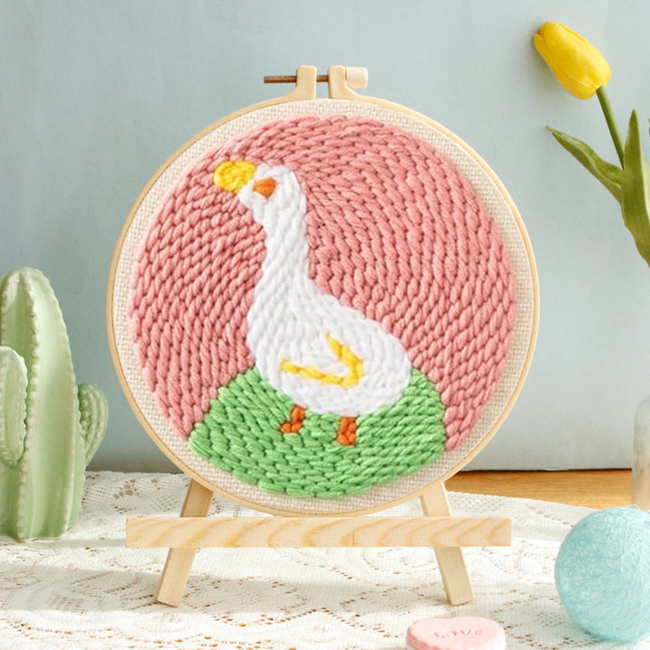 White Duck Punch Needle Embroidery Kits