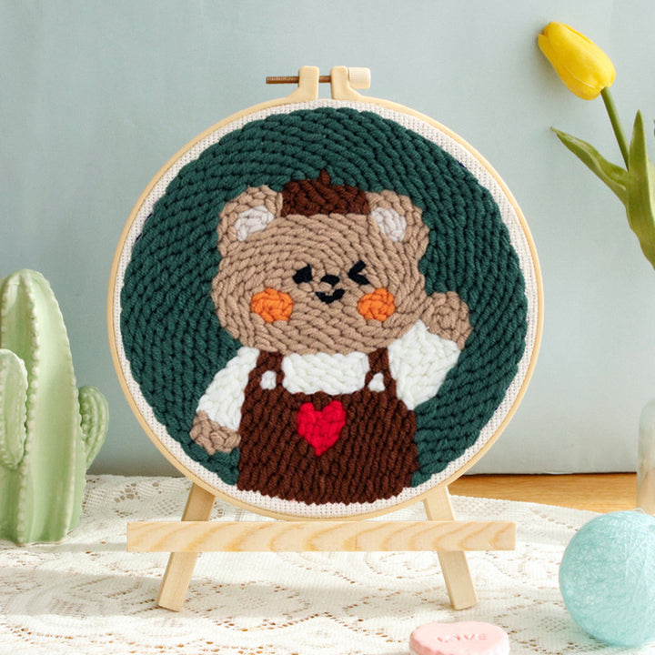 Bear Overalls Punch Needle Embroidery Kits