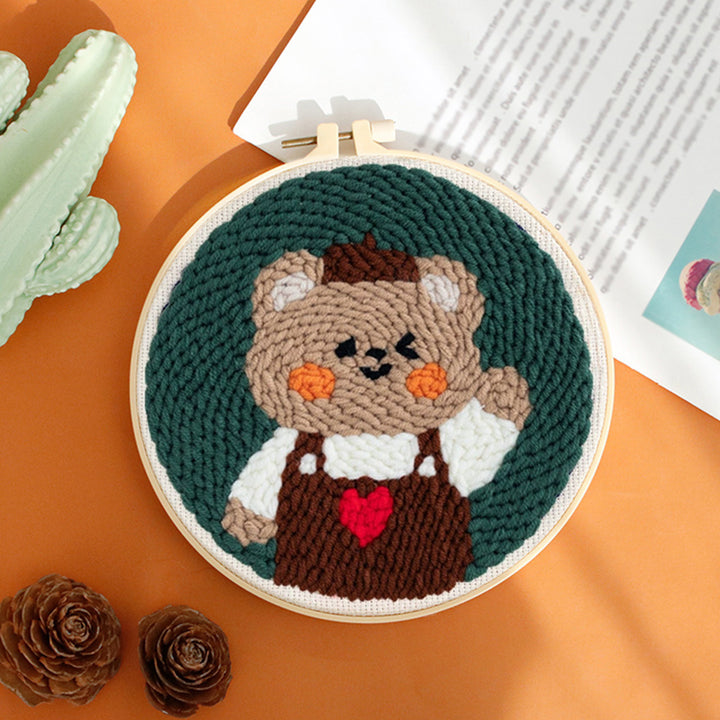 Bear Overalls Punch Needle Embroidery Kits