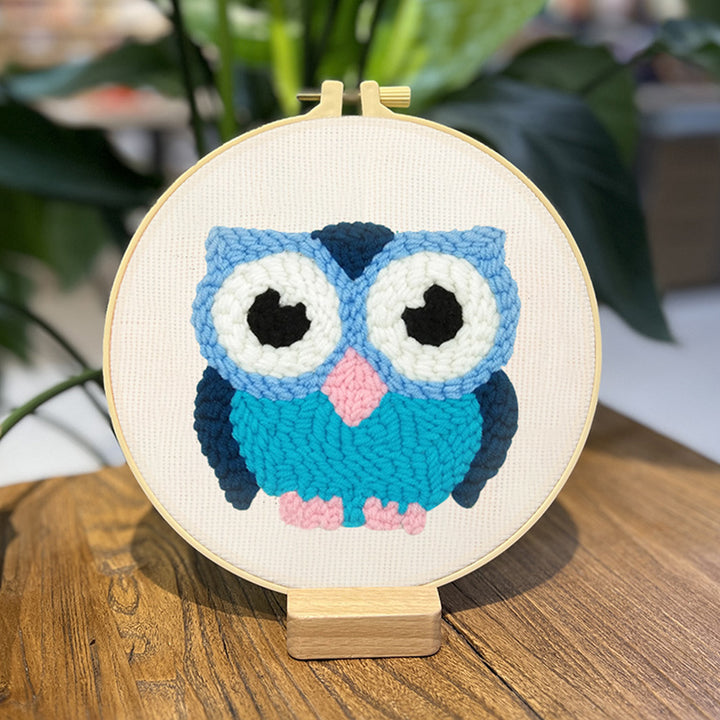 Blue Owl Punch Needle Embroidery Kits