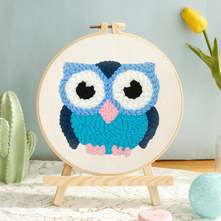 Blue Owl Punch Needle Embroidery Kits