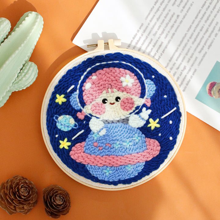 Little Girl Astronaut Punch Needle Embroidery Kits
