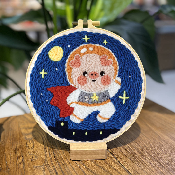 Pig Astronaut Punch Needle Embroidery Kits