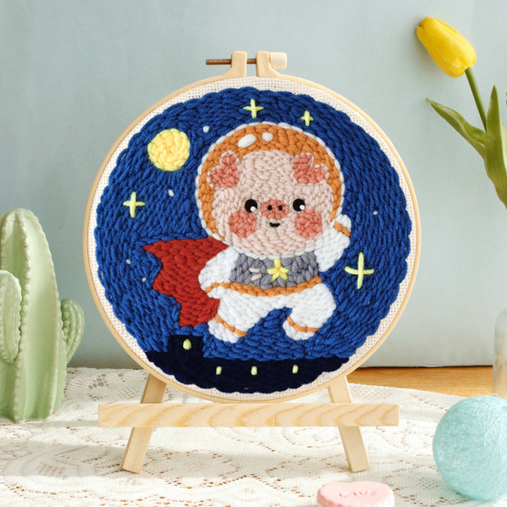 Pig Astronaut Punch Needle Embroidery Kits
