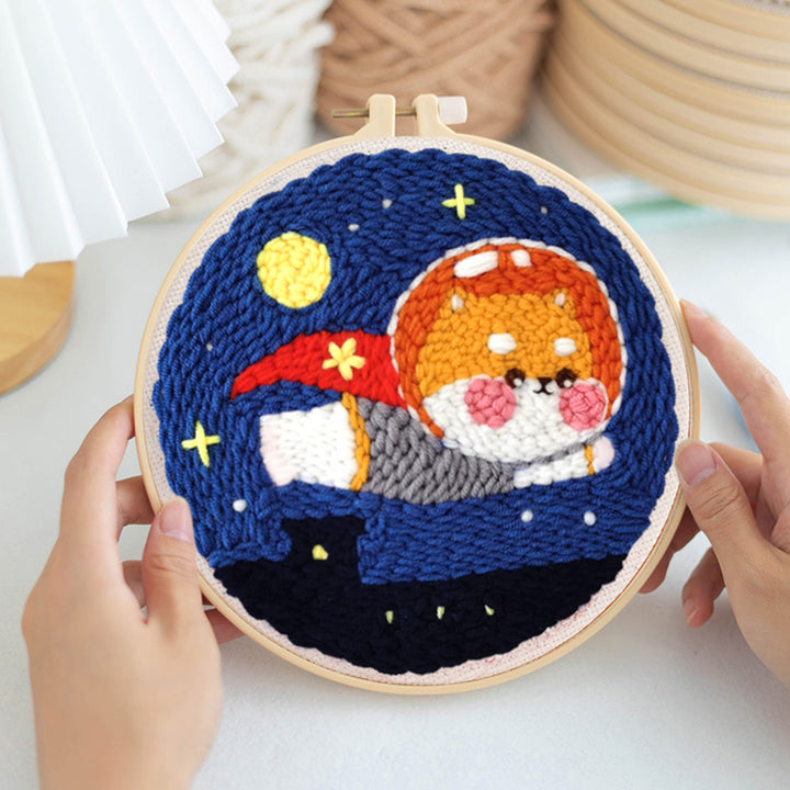 Dog Astronaut Superman Punch Needle Embroidery Kits