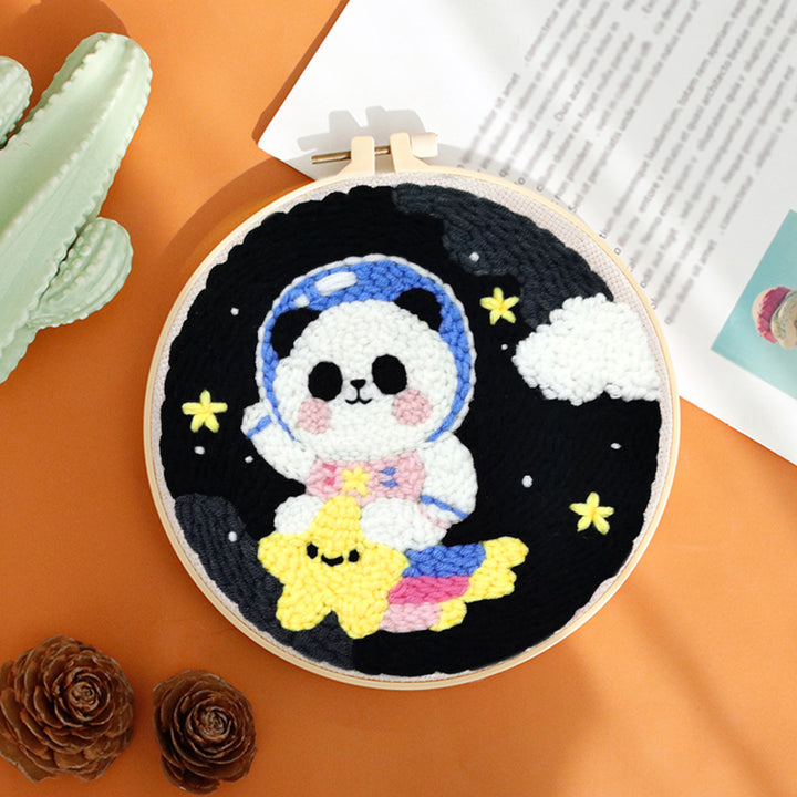Panda Astronaut Punch Needle Embroidery Kits