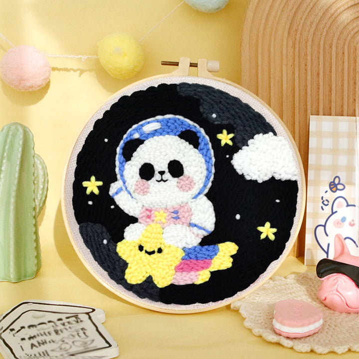 Panda Astronaut Punch Needle Embroidery Kits