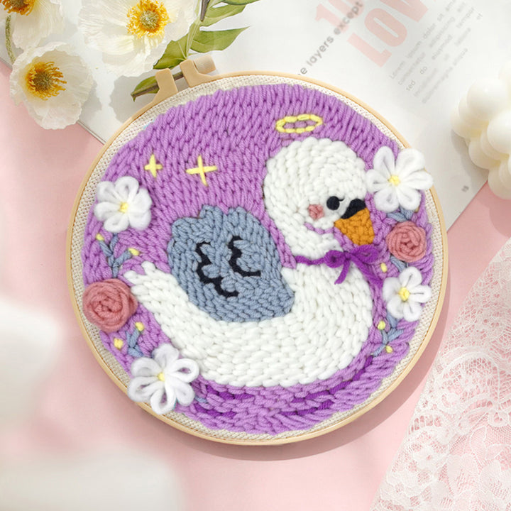 Swan Angel Punch Needle Embroidery Kits