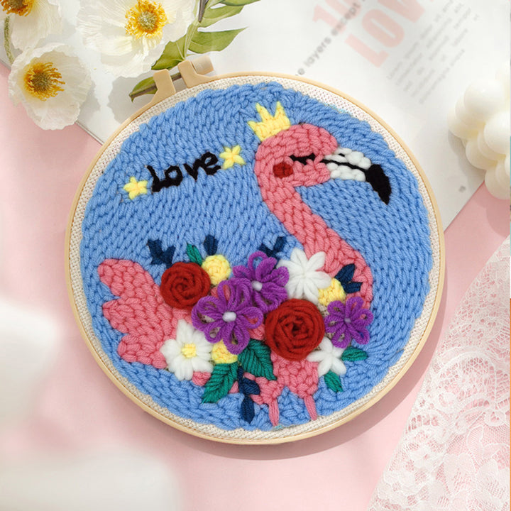 Elegant Flamingo Punch Needle Embroidery Kits