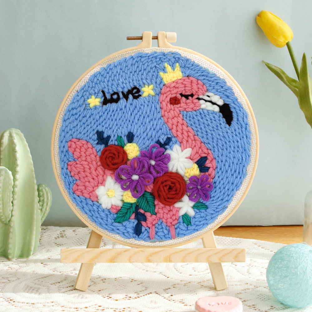 Elegant Flamingo Punch Needle Embroidery Kits