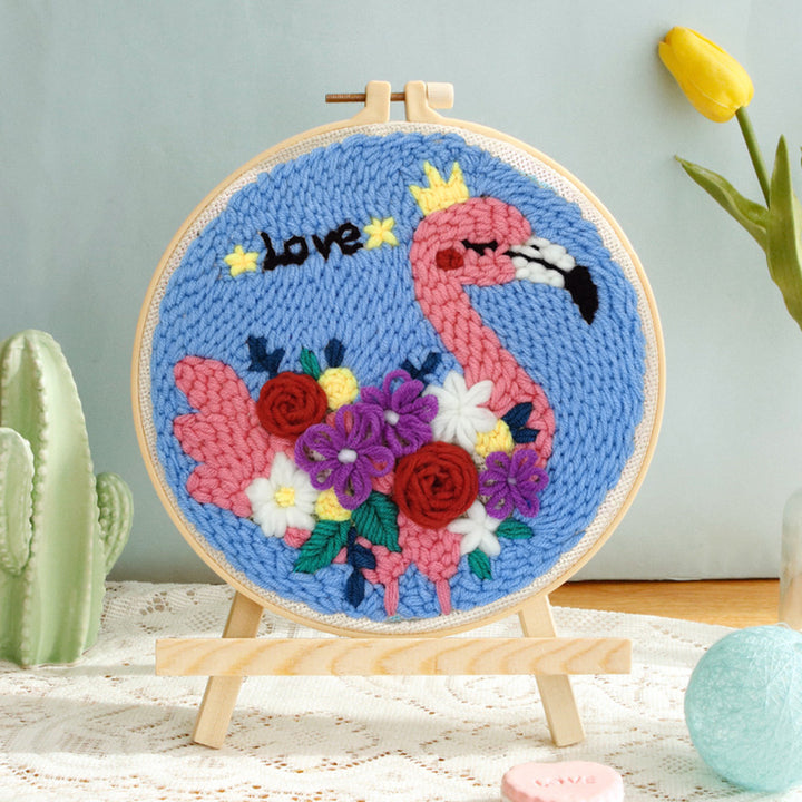 Elegant Flamingo Punch Needle Embroidery Kits