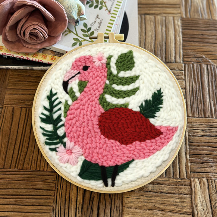 Tropical Flamingo Punch Needle Embroidery Kits