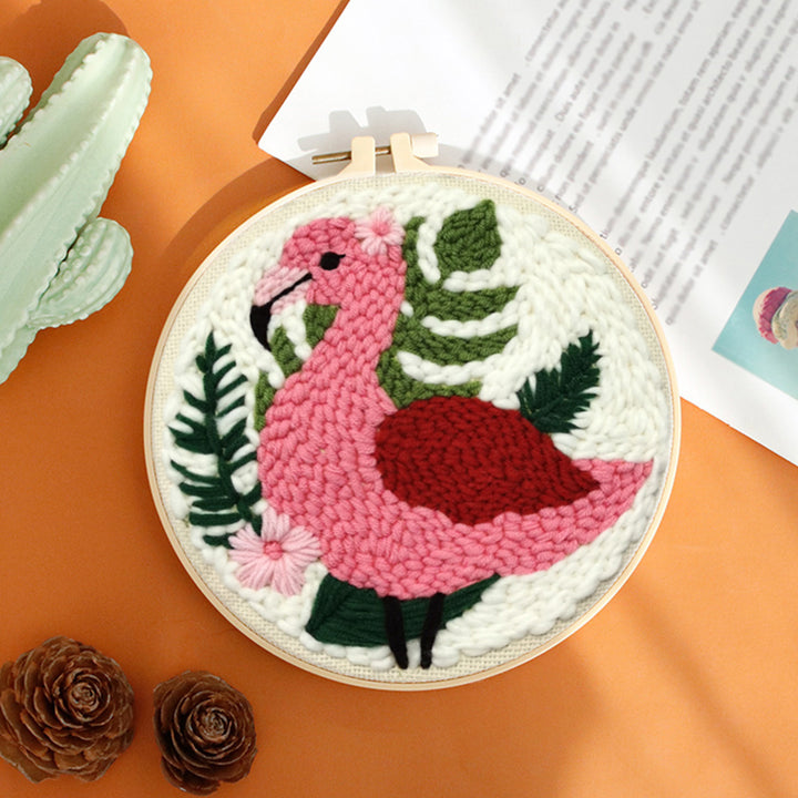 Tropical Flamingo Punch Needle Embroidery Kits
