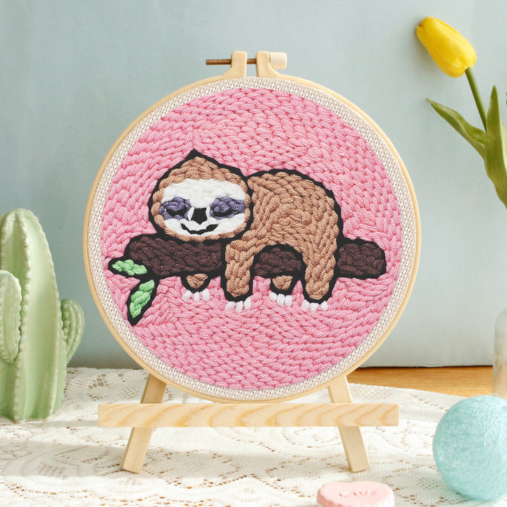Sleeping Sloth Punch Needle Embroidery Kits