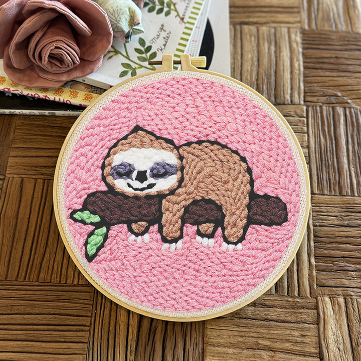 Sleeping Sloth Punch Needle Embroidery Kits