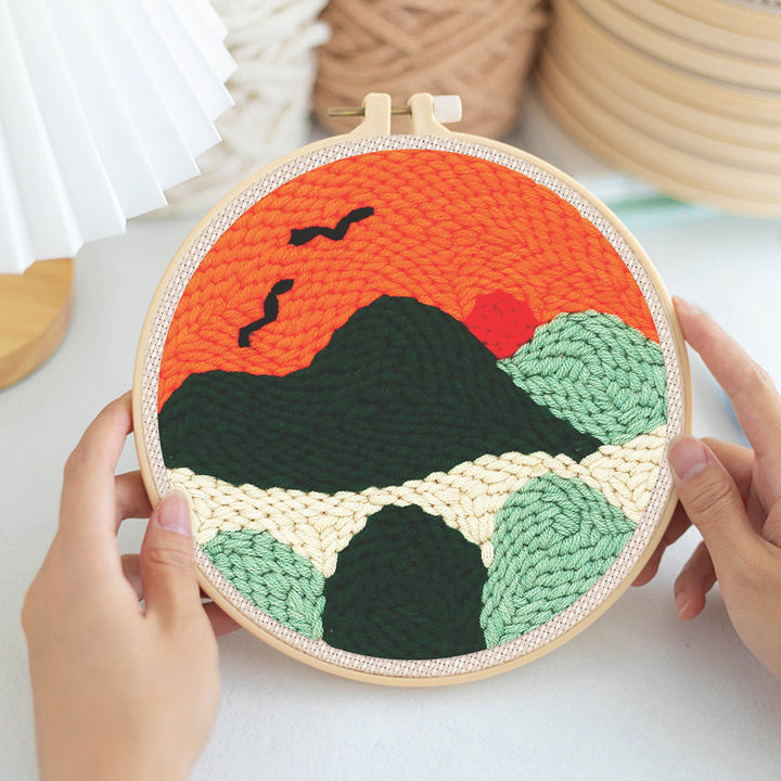 Sunset Mountains Punch Needle Embroidery Kits